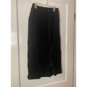 B.B. Dakota Leather Midi Skirt Button Front Slit Black Womens Size 5/6